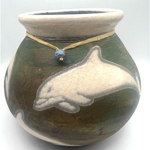 Dolphin vase signed by artist